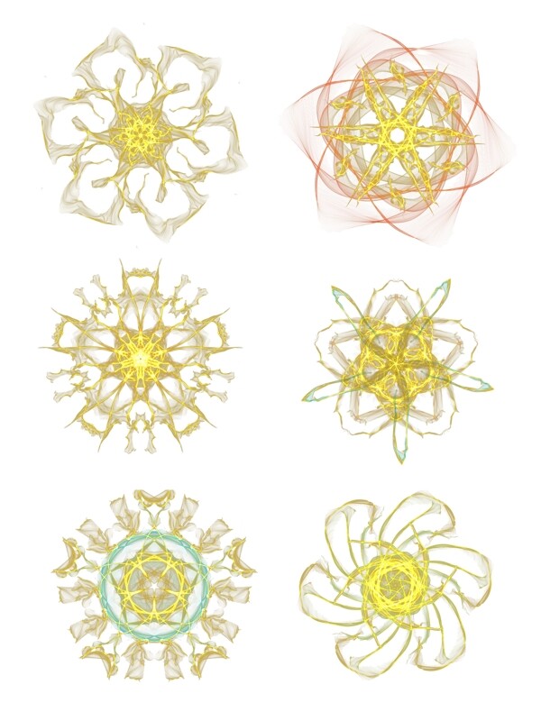 科技感黄色酷炫光效花朵图案透明免抠素材