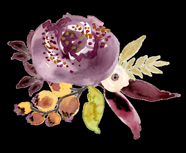 水紫花蕊透明装饰素材