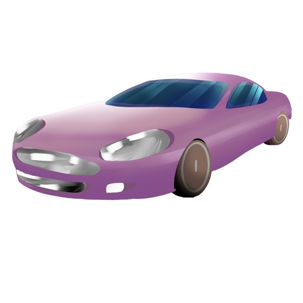 一辆紫色跑车插画