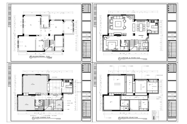 CAD联排别墅户型施工图纸