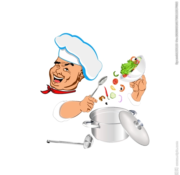 可爱卡通厨师做饭素材图