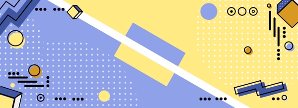 黃藍色幾何切割孟菲斯藝術(shù)banner