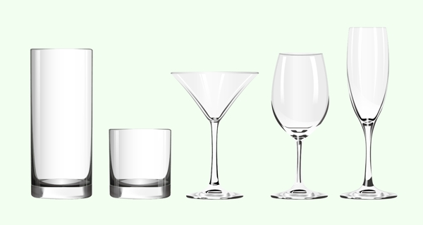 各种形状的玻璃杯图片