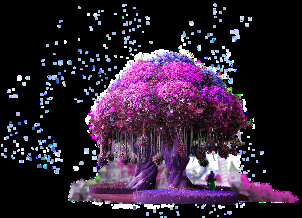 紫色童话魔树图案元素