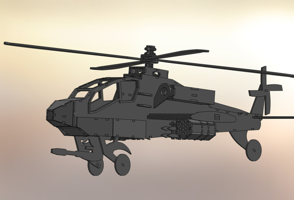 下载阿帕奇直升机阿帕奇金属片的拼图metalcraftdesign军事3D模型