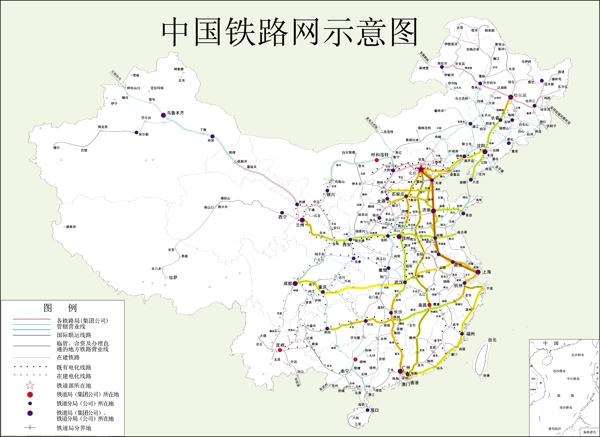 中国铁路网示意图.ai图片