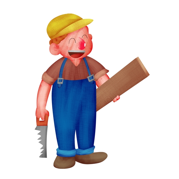 工地伐木工人插画