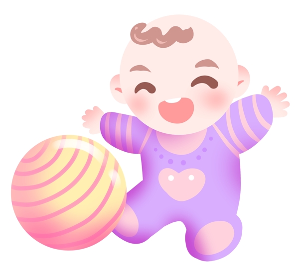玩皮球的婴儿宝贝插画