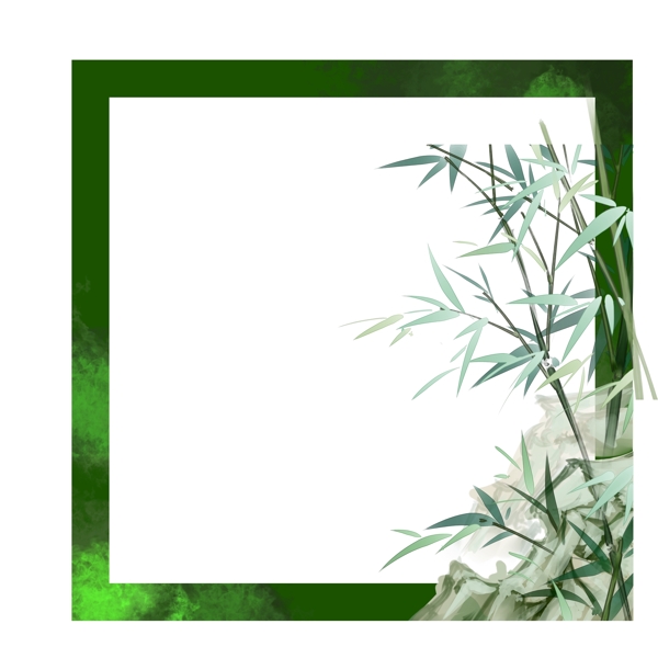 情人节竹子绿色方形边框