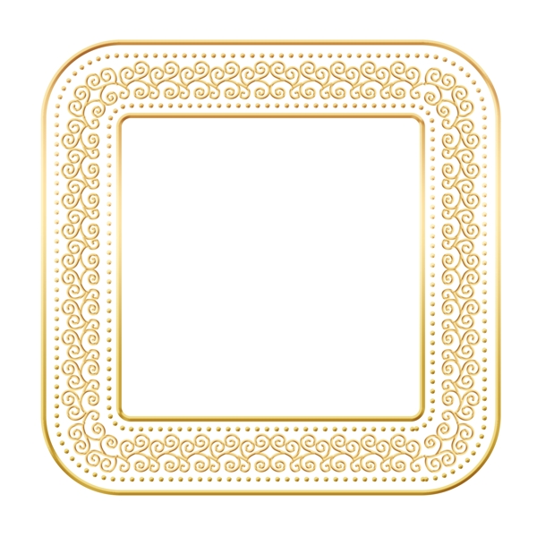 方形手绘欧式金属金色边框
