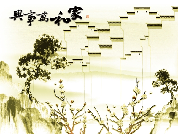 新中式背景墻