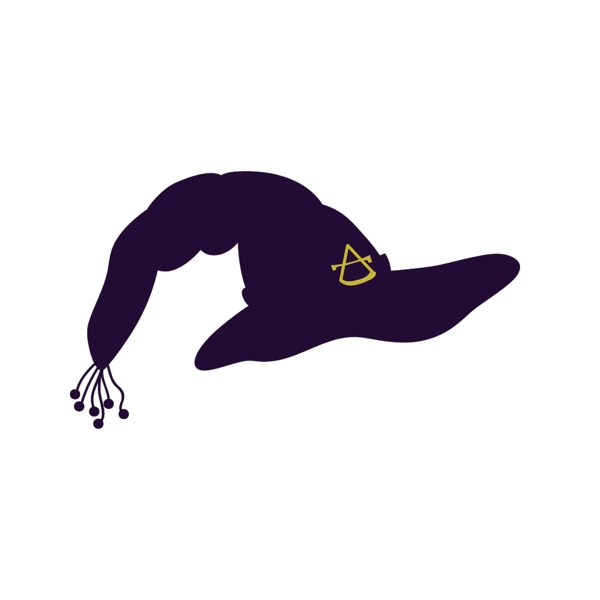 卡通手绘暗紫系列巫师帽万圣节装饰元素设计