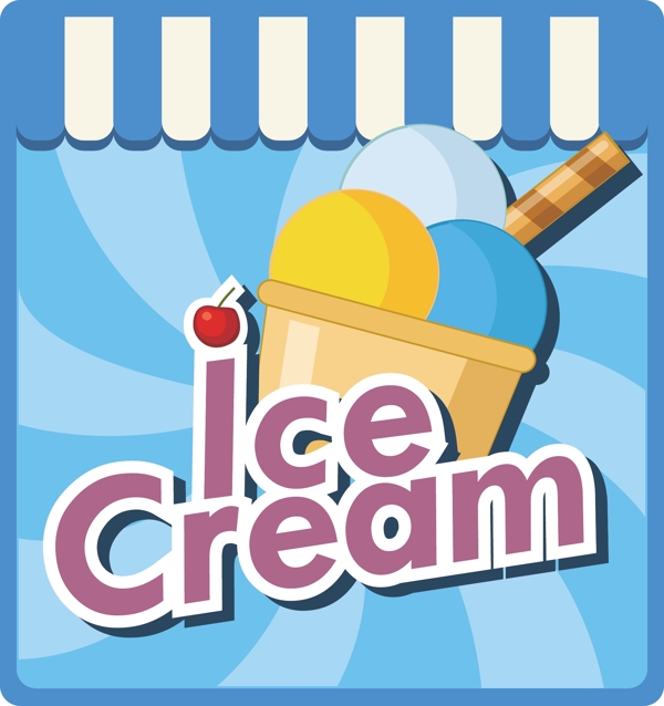 彩色冰淇淋标签贴纸图标