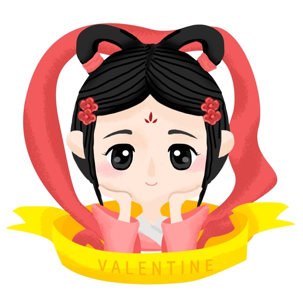 七夕情人節(jié)織女手繪插畫設計原創(chuàng)商用