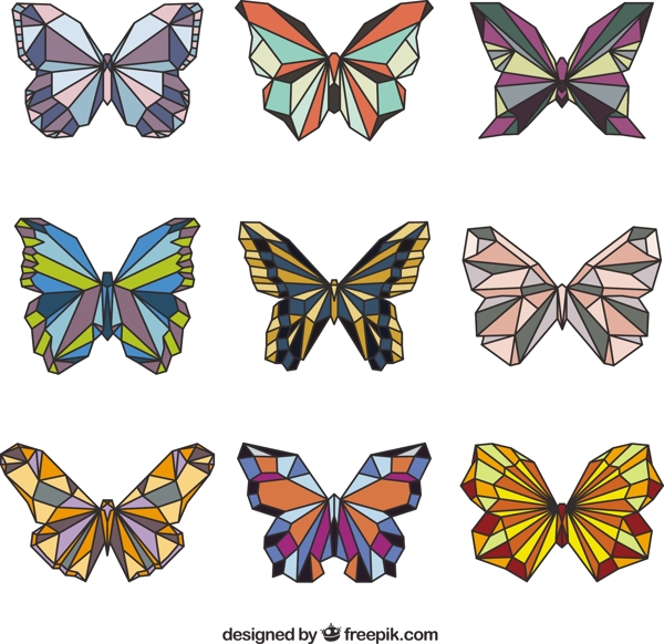 可爱的几何蝴蝶的颜色