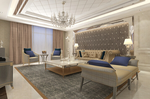 现代欧式温馨客厅空间效果图