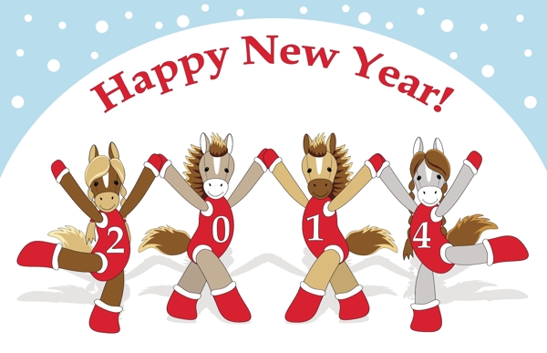 搞笑馬2014新年矢量設(shè)計(jì)素材