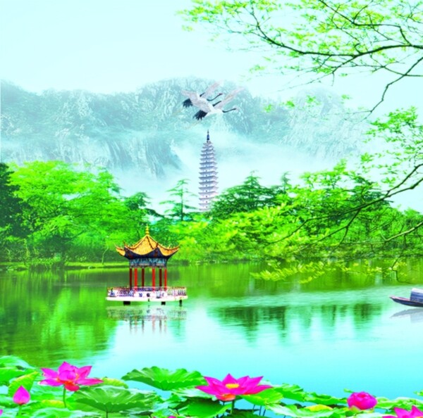 西湖風(fēng)景裝飾畫