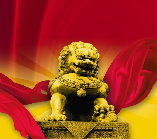獅子彩綢圖片