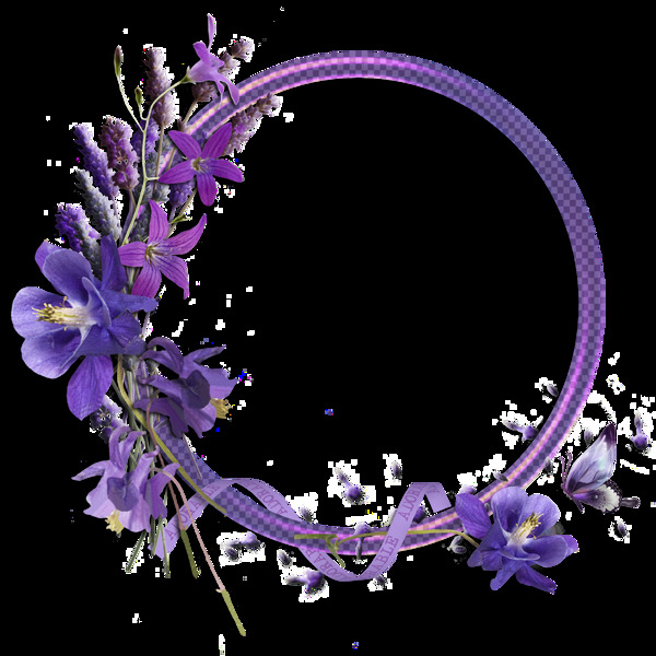 紫色花朵边框元素