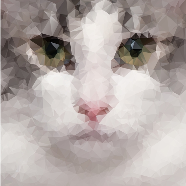 几何猫脸矢量图形