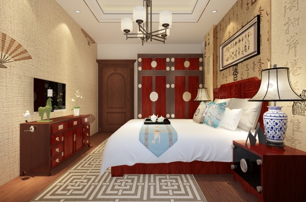中国风中式卧室装饰装修效果图