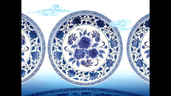 中国风彩色青花瓷背景大屏视频素材