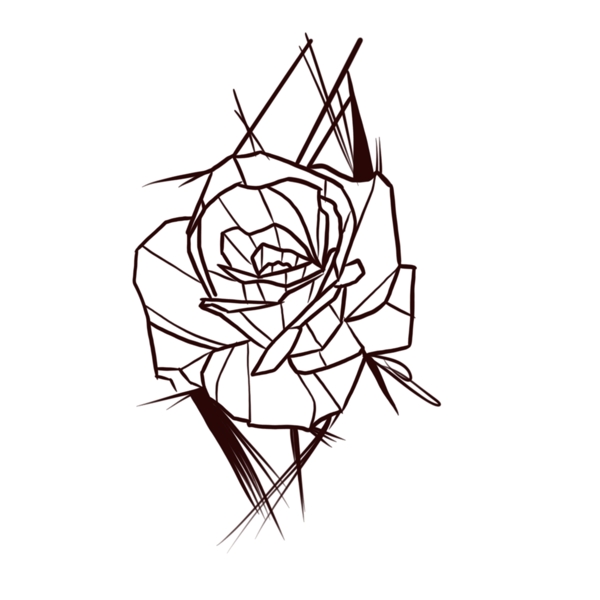 欧美纹身手稿手绘手绘玫瑰花