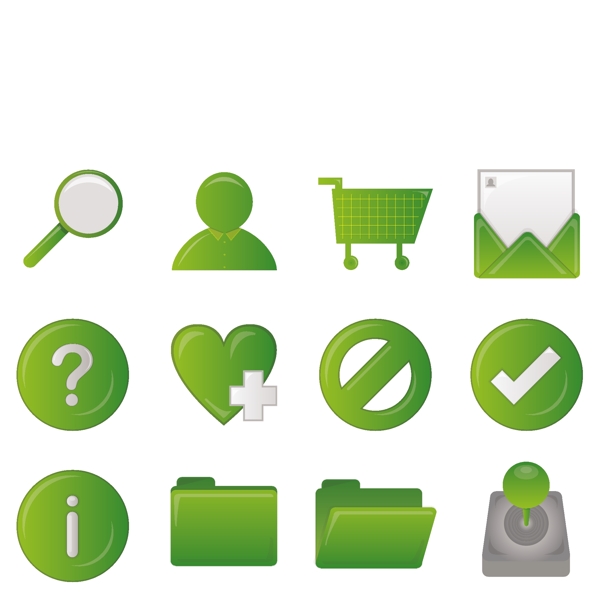 绿色风格的网页设计常用图标矢量素材