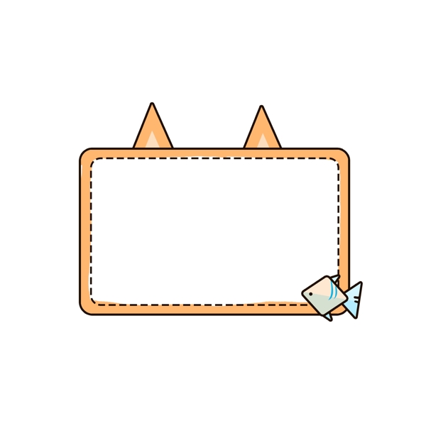卡通可爱动物猫咪与鱼边框