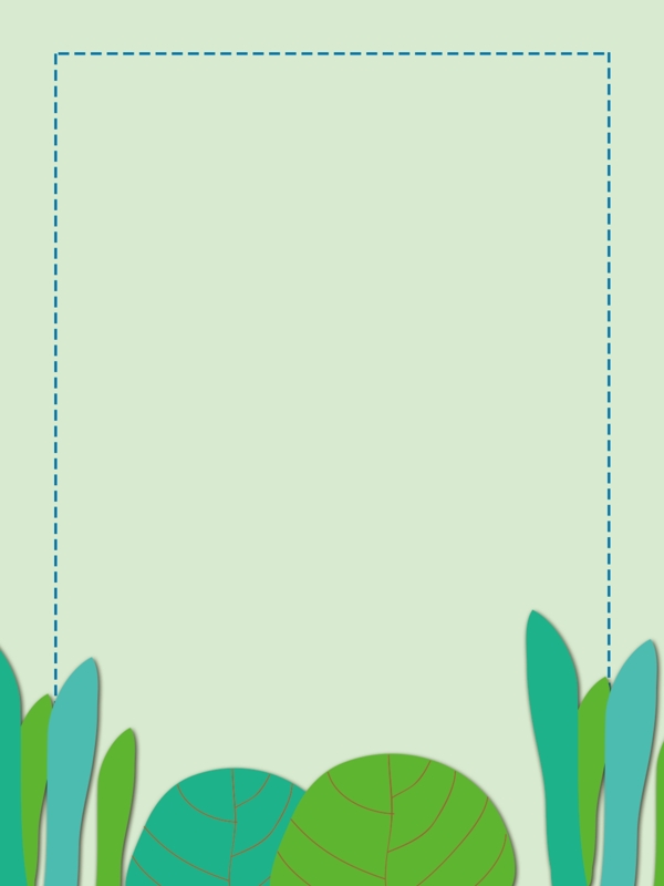绿色树叶虚线边框背景图