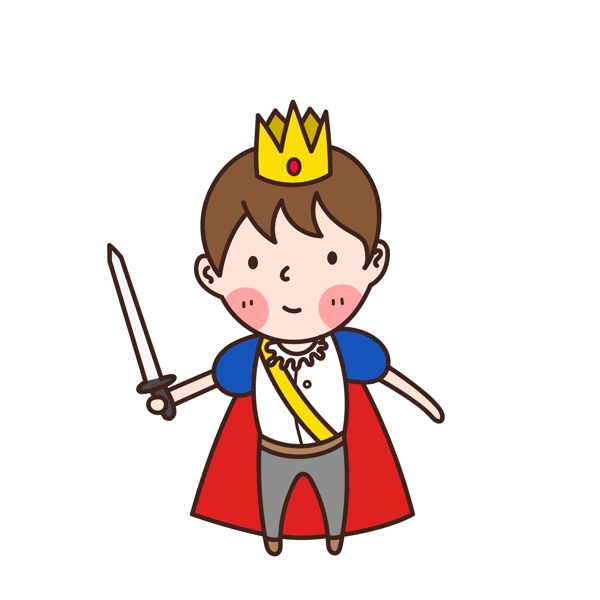 卡通可爱西方王子皇冠宝剑
