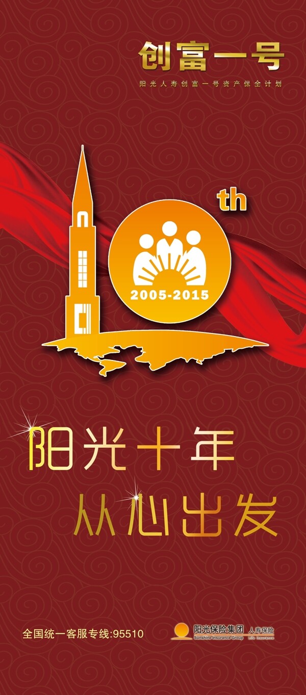 阳光保险十周年展架图片