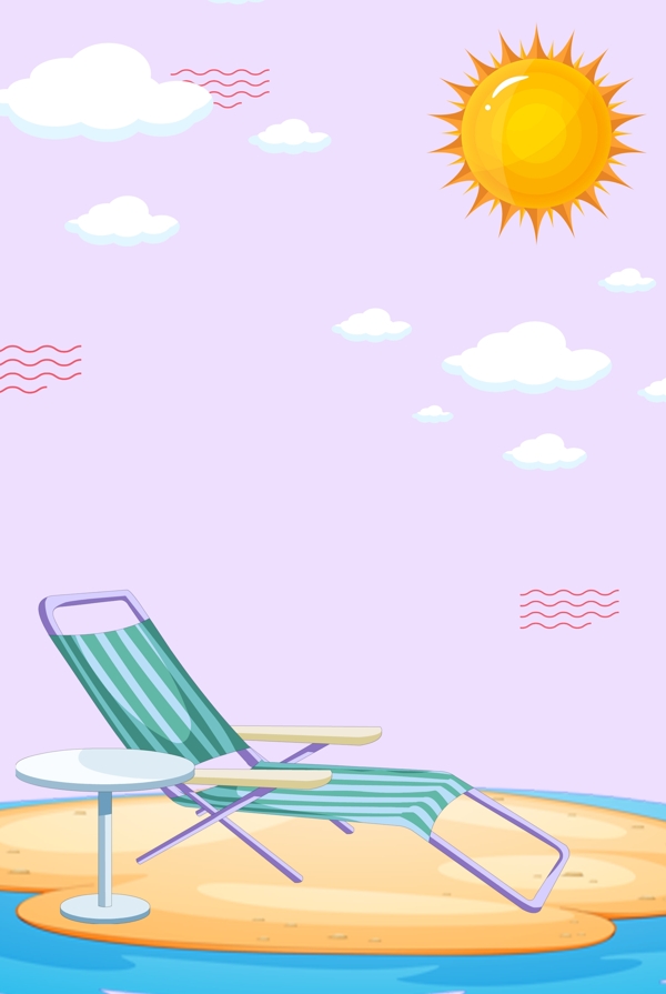 清新风格夏日清新沙滩椅海报