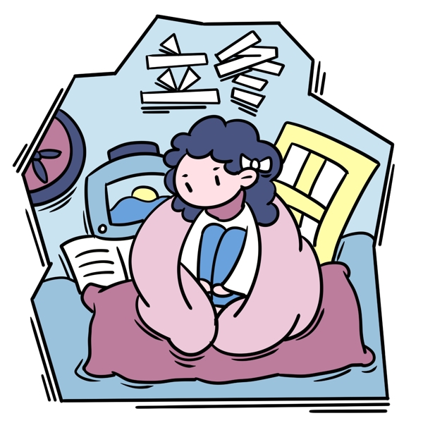 手繪卡通可愛立冬小女孩