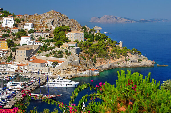 希腊海岸城市风景图片
