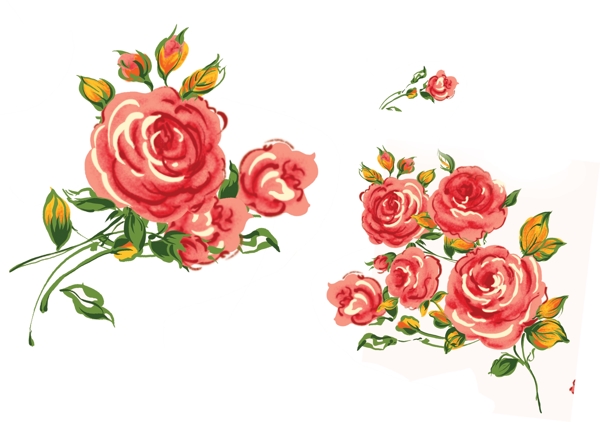 水墨畫(huà)玫瑰花插畫(huà)