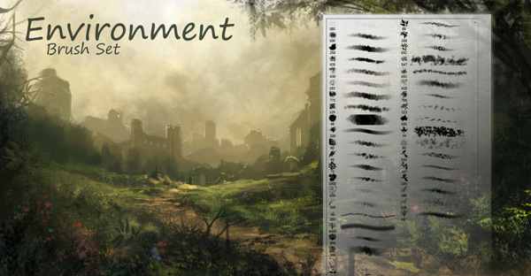 CG外景和环境绘画元素PS笔刷