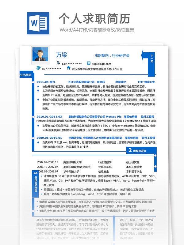 個(gè)人求職簡(jiǎn)歷模板
