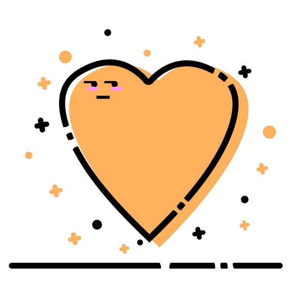 橙黄色爱心形状meb风格纹理边框可商用