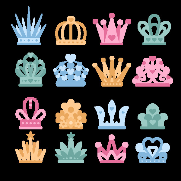 各种颜色皇冠图标免抠png透明图层素材