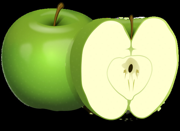 绿色切开的苹果图片免抠png透明图层素材
