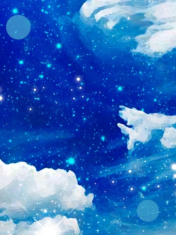 唯美蓝色夜空柔色天空云彩星光背景