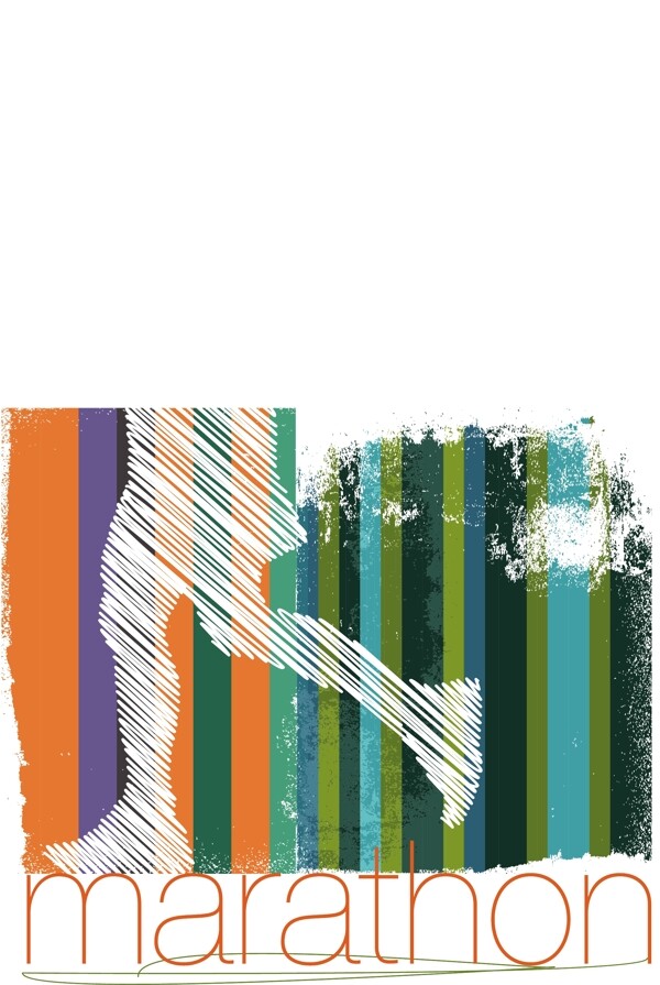 馬拉松選手在背景矢量插畫