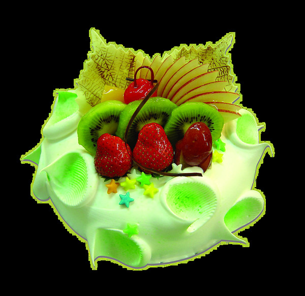 浅绿色草莓水果蛋糕素材
