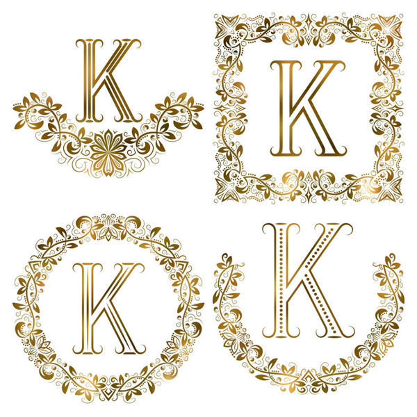 K花纹英文字母组合图片