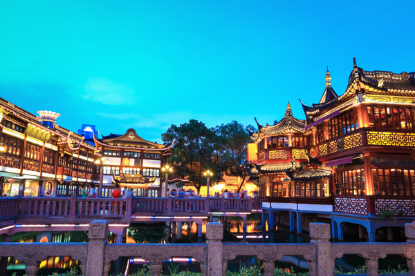 上海城隍庙豫园夜景图片