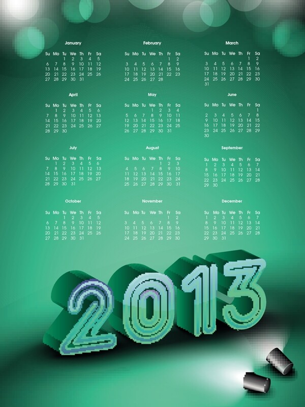 2013日歷模板
