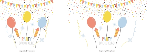 生日聚会用气球和彩带背景