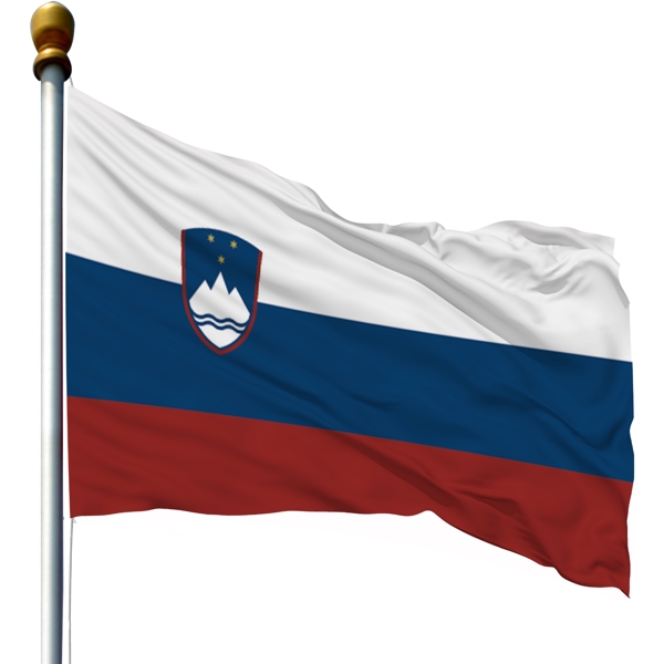 带旗杆的斯洛文尼亚国旗